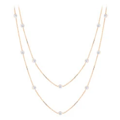 Luxurman 14K Rose Gold Chain With Diamonds By The Yard Necklace 1.5ct