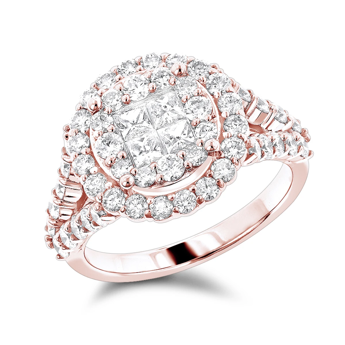 Luxurman 14K White Gold Diamond Engagement Ring 2ct Princess Cut Round Diamonds 5 Luxurman 14K White Gold Diamond Engagement Ring 2ct Princess Cut Round Diamonds - Image 3