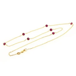 Luxurman 14K Yellow Gold Ladies Chain Necklace With Rubies By The Yard 1.6ct 16in -H'Hen Sale Store luxurman 14k gold ladies chain necklace with rubies by the yard 16ct 16in backye