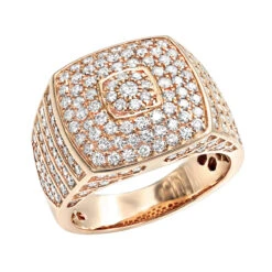 Luxurman 14K Yellow Gold Men's Diamond Ring Square Shape 2.5ct Pinky Ring -H'Hen Sale Store luxurman 14k gold mens diamond ring square shape 2 5ct pinky ring ro