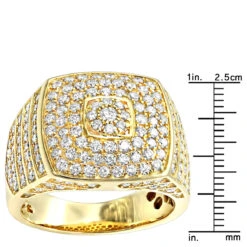 Luxurman 14K Yellow Gold Men's Diamond Ring Square Shape 2.5ct Pinky Ring -H'Hen Sale Store luxurman 14k gold mens diamond ring square shape 2 5ct pinky ring rulerye