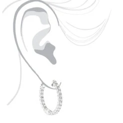 Luxurman 14K White Gold Two Carat Inside Out Diamond Hoop Earrings For Women -H'Hen Sale Store luxurman 14k gold two carat inside out diamond hoop earrings for women bodwh