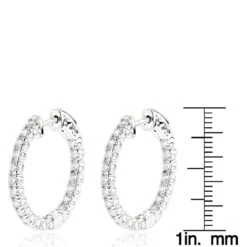 Luxurman 14K White Gold Two Carat Inside Out Diamond Hoop Earrings For Women -H'Hen Sale Store luxurman 14k gold two carat inside out diamond hoop earrings for women rulerwh