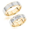 Luxurman 14K Yellow Gold Two Tone His And Hers Diamond Wedding Band Set 0.12ct