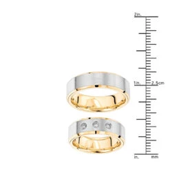Luxurman 14K Yellow Gold Two Tone His And Hers Diamond Wedding Band Set 0.12ct -H'Hen Sale Store luxurman 14k gold two tone his and hers diamond wedding band set 012ct rulerye