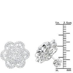 LUXURMAN 14K White Gold Unique Flower Ladies Diamond Cluster Stud Earrings 2.2ct 13 LUXURMAN 14K White Gold Unique Flower Ladies Diamond Cluster Stud Earrings 2.2ct -H'Hen Sale Store luxurman 14k gold unique flower ladies diamond cluster stud earrings 22ct rulerwh