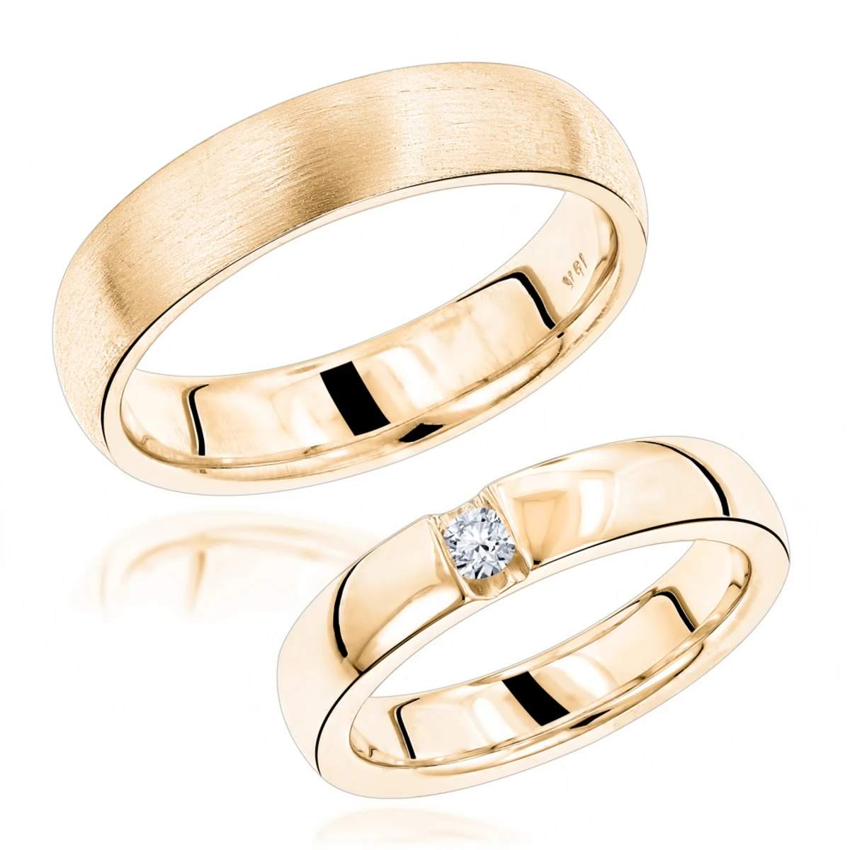 Luxurman 18K White Gold Diamond Matching His And Hers Wedding Band Set Comfort Fit 4 Luxurman 18K White Gold Diamond Matching His And Hers Wedding Band Set Comfort Fit - Image 2