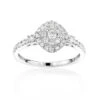 Luxurman Affordable Diamond Cluster Engagement Ring 14K White Gold For Ladies