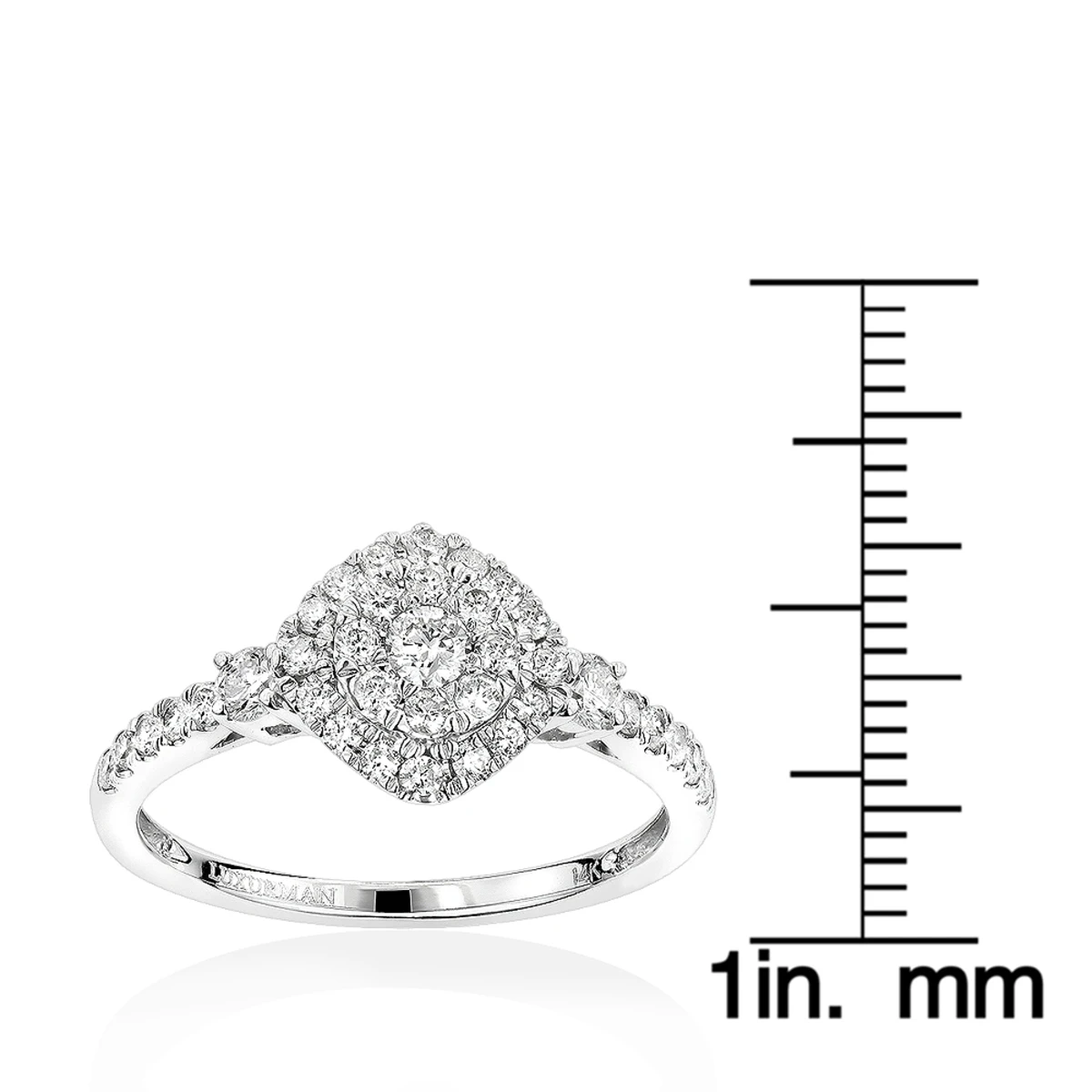 Luxurman Affordable Diamond Cluster Engagement Ring 14K White Gold For Ladies 8 Luxurman Affordable Diamond Cluster Engagement Ring 14K White Gold For Ladies - Image 6