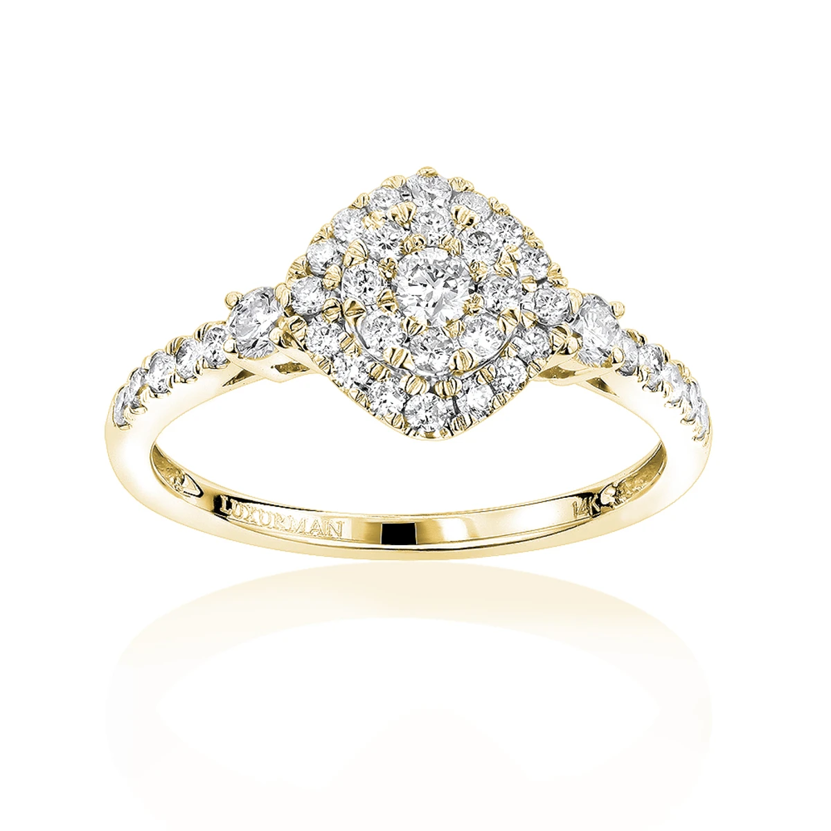 Luxurman Affordable Diamond Cluster Engagement Ring 14K White Gold For Ladies 4 Luxurman Affordable Diamond Cluster Engagement Ring 14K White Gold For Ladies - Image 2