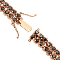 Luxurman Black Diamond 2 Row Men's Diamond Tennis Bracelet Solid 10K Black Plated Gold 7ctw -H'Hen Sale Store luxurman black diamond bracelets 2 row mens diamond tennis bracelet 7ctw clasp rose