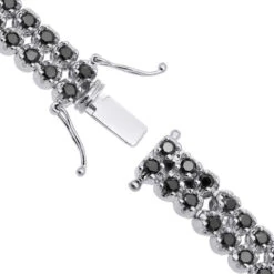 Luxurman Black Diamond 2 Row Men's Diamond Tennis Bracelet Solid 10K Black Plated Gold 7ctw -H'Hen Sale Store luxurman black diamond bracelets 2 row mens diamond tennis bracelet 7ctw clasp white