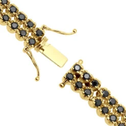 Luxurman Black Diamond 2 Row Men's Diamond Tennis Bracelet Solid 10K Black Plated Gold 7ctw -H'Hen Sale Store luxurman black diamond bracelets 2 row mens diamond tennis bracelet 7ctw clasp yellow