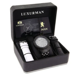 Luxurman Black Diamond Watch 2.25ct Men's 10 Luxurman Black Diamond Watch 2.25ct Men's -H'Hen Sale Store luxurman black diamond watch 225ct mens p 44422box