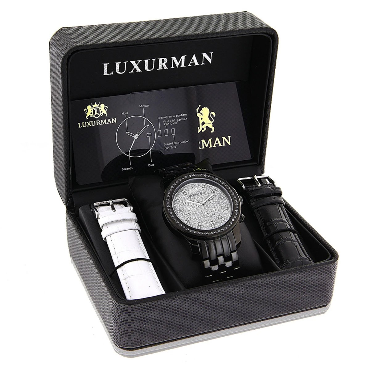 Luxurman Black Diamond Watch 2.25ct Men's 6 Luxurman Black Diamond Watch 2.25ct Men's - Image 4