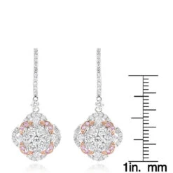 Luxurman Designer Flower Cluster Diamond Earrings For Women 2.4ct 14K White Gold -H'Hen Sale Store luxurman designer flower cluster diamond earrings for women 24ct 14k gold rulerwh