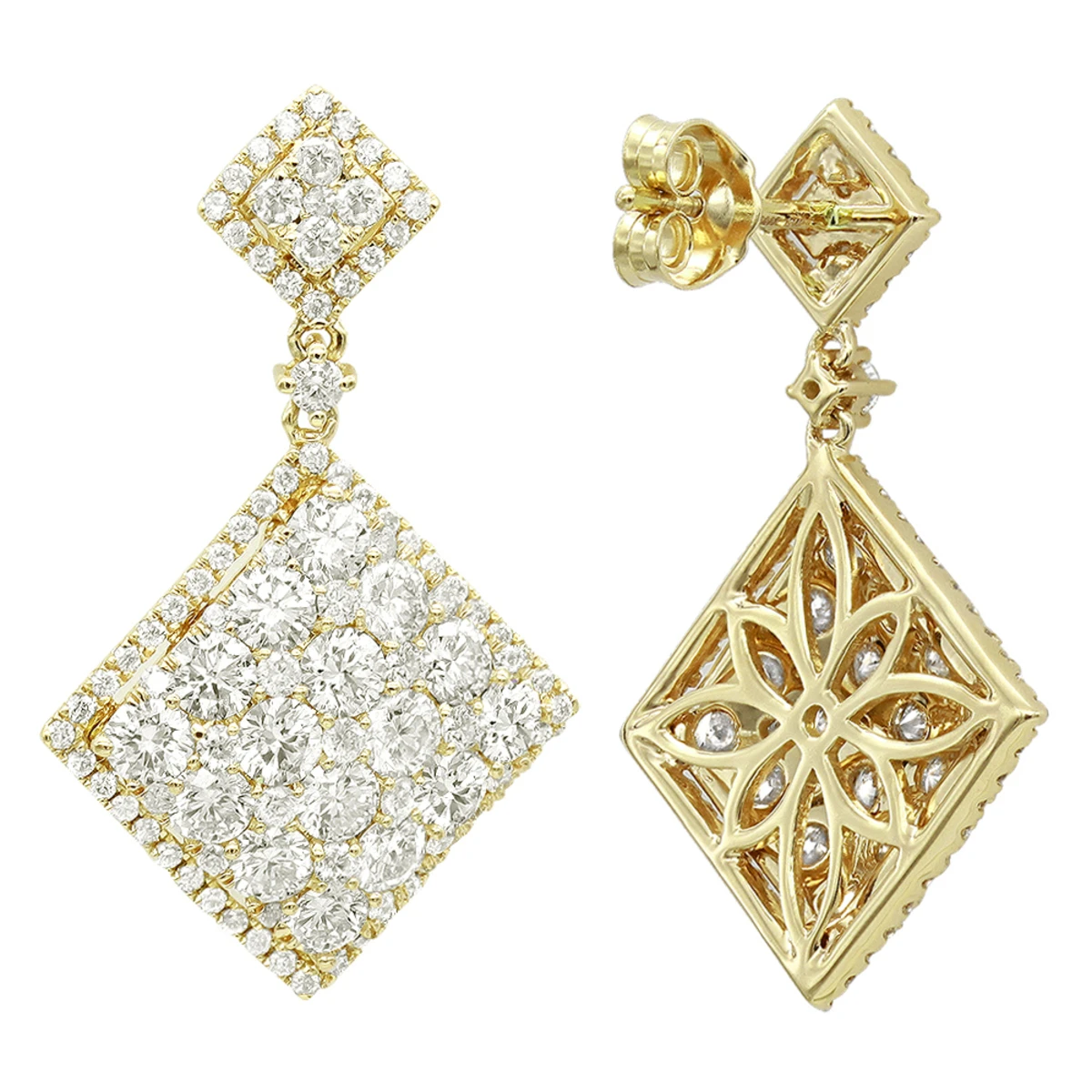 Luxurman Designer Square Diamond Drop Earrings For Women 4 Carat 14K Rose Gold 5 Luxurman Designer Square Diamond Drop Earrings For Women 4 Carat 14K Rose Gold - Image 3