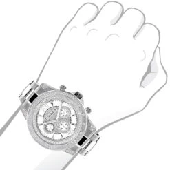 Luxurman Diamond Men's Watch 0.5ct White Gold Plated Swiss Mvt -H'Hen Sale Store luxurman diamond mens watch 05ct white gold plated 3