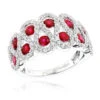 Luxurman Diamonds And Ruby Ladies Cocktail Ring 14K White Gold 1ct -H'Hen Sale Store luxurman diamonds and ruby ladies cocktail ring in 14k gold 1ct mainwh