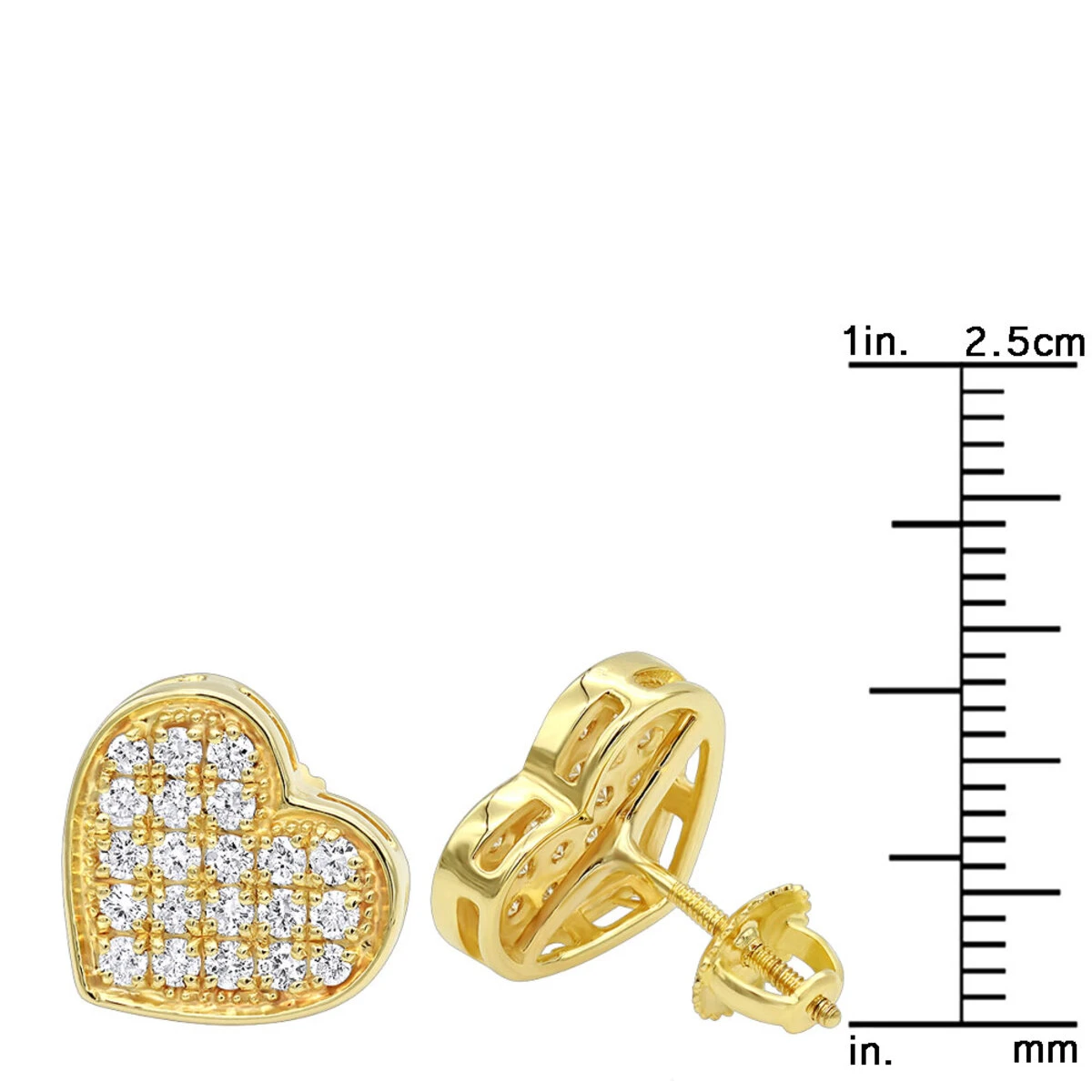 Luxurman Heart Shaped Diamond Earrings For Women 14K Yellow Gold Studs 0.76ct 8 Luxurman Heart Shaped Diamond Earrings For Women 14K Yellow Gold Studs 0.76ct - Image 6