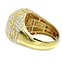 Luxurman 14K Yellow Gold Statement Men's Diamond Ring 3.5ct -H'Hen Sale Store luxurman jewelry 14k gold statement mens diamond ring 3 5ct backye