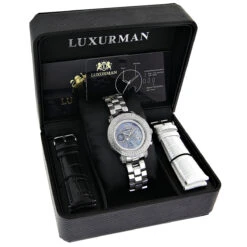 Luxurman Ladies Diamond Watch 0.30ct Blue MOP -H'Hen Sale Store luxurman ladies diamond watch 030ct black p 43228 3