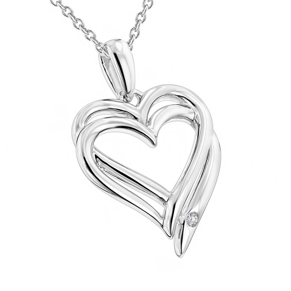 Luxurman Love Quotes Necklace Sterling Silver Double Hearts Diamond Pendant 3 Luxurman Love Quotes Necklace Sterling Silver Double Hearts Diamond Pendant