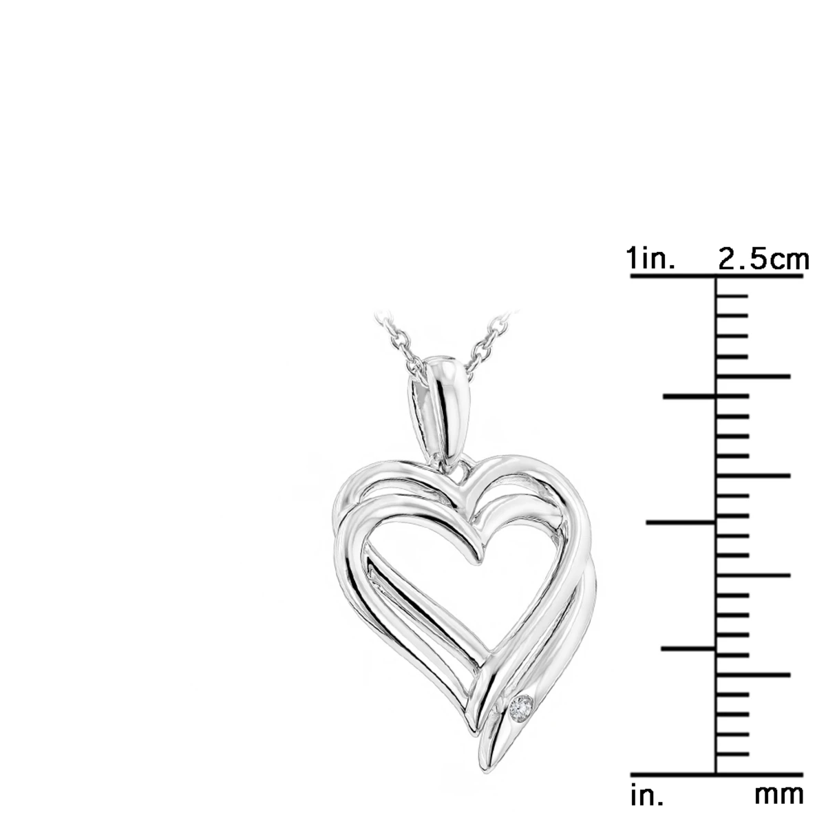 Luxurman Love Quotes Necklace Sterling Silver Double Hearts Diamond Pendant 6 Luxurman Love Quotes Necklace Sterling Silver Double Hearts Diamond Pendant - Image 4