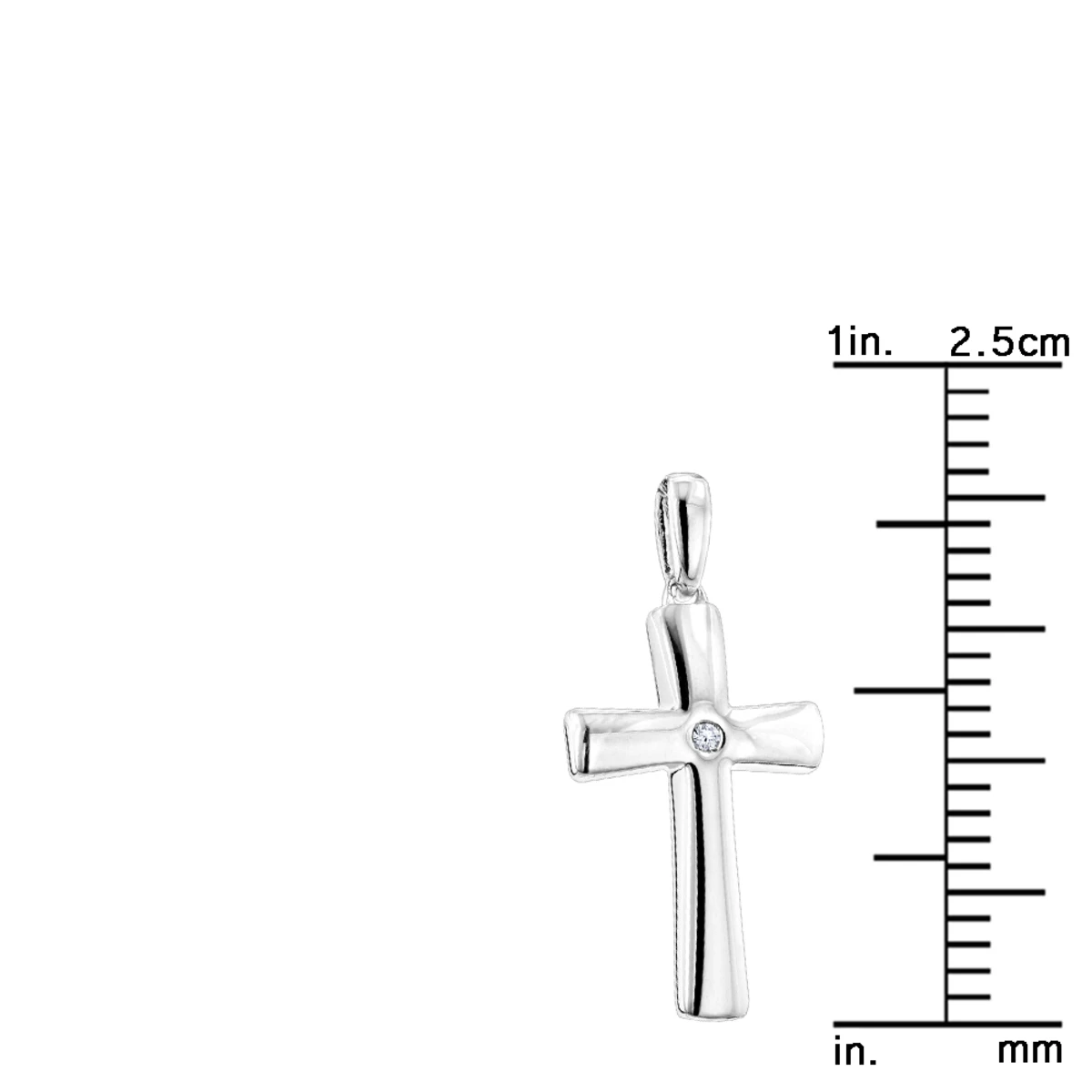 Luxurman Love Quotes: Small Sterling Silver Diamond Cross Pendant 6 Luxurman Love Quotes: Small Sterling Silver Diamond Cross Pendant - Image 4