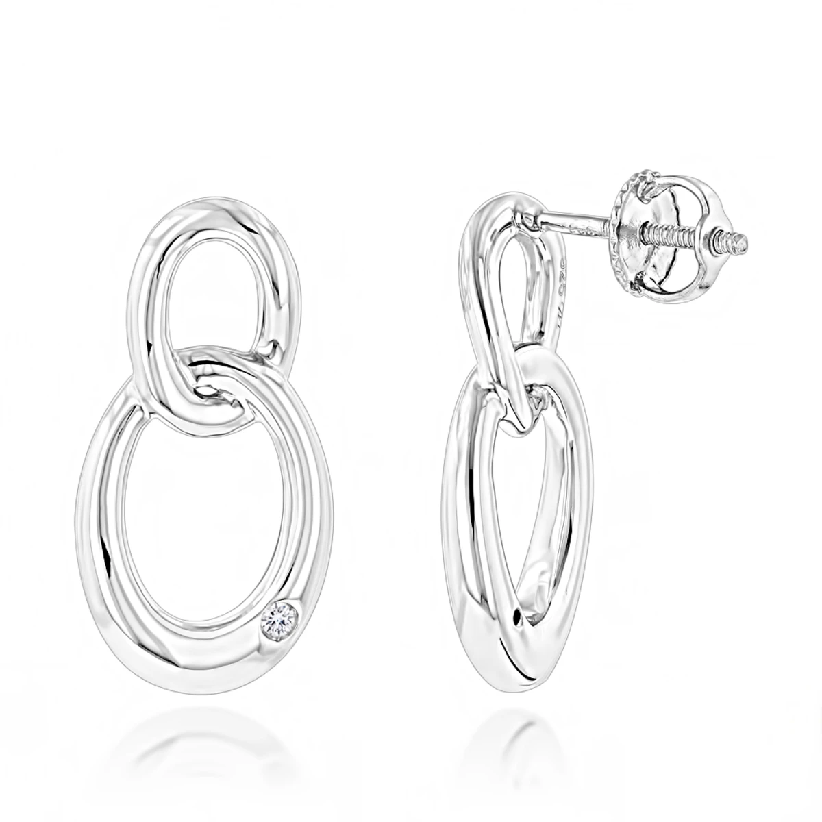 Luxurman Love Quotes: Silver Interlocking Ovals Diamond Earrings For Women 3 Luxurman Love Quotes: Silver Interlocking Ovals Diamond Earrings For Women