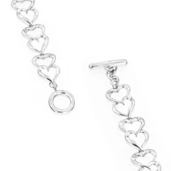Luxurman Love Quotes: Sterling Silver Diamond Heart Bracelet For Women -H'Hen Sale Store luxurman love quotes sterling silver diamond heart bracelet for women back