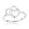 Luxurman Love Quotes: Sterling Silver Double Hearts Diamond Ring For Women 2 Luxurman Love Quotes: Sterling Silver Double Hearts Diamond Ring For Women -H'Hen Sale Store luxurman love quotes sterling silver double hearts diamond ring for women main