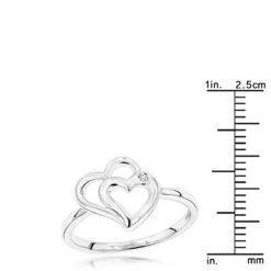 Luxurman Love Quotes: Sterling Silver Double Hearts Diamond Ring For Women 9 Luxurman Love Quotes: Sterling Silver Double Hearts Diamond Ring For Women -H'Hen Sale Store luxurman love quotes sterling silver double hearts diamond ring for women ruler