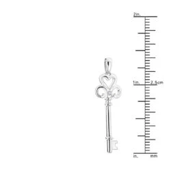 Luxurman Love Quotes: Sterling Silver Heart Shape Diamond Key Necklace -H'Hen Sale Store luxurman love quotes sterling silver heart shape diamond key necklace ruler