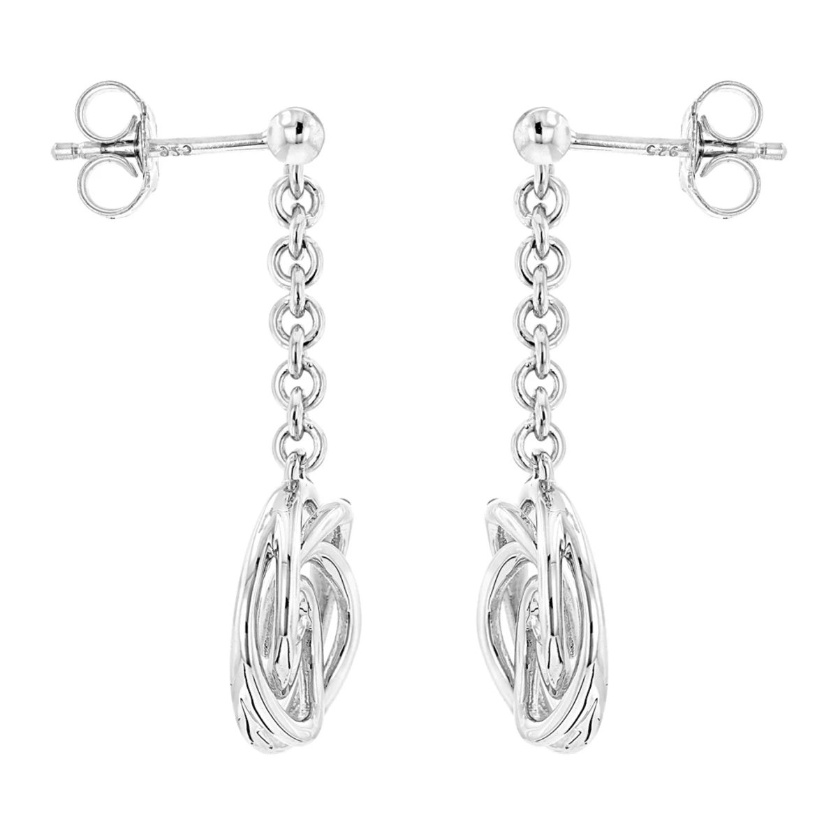 Luxurman Love Quotes Sterling Silver Swirl Diamond Drop Earrings Women's 4 Luxurman Love Quotes Sterling Silver Swirl Diamond Drop Earrings Women's - Image 2