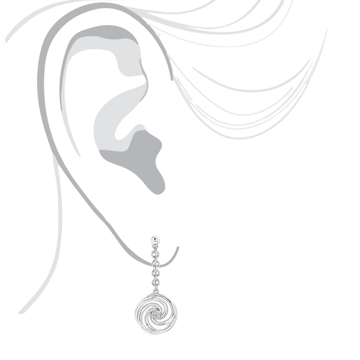 Luxurman Love Quotes Sterling Silver Swirl Diamond Drop Earrings Women's 5 Luxurman Love Quotes Sterling Silver Swirl Diamond Drop Earrings Women's - Image 3