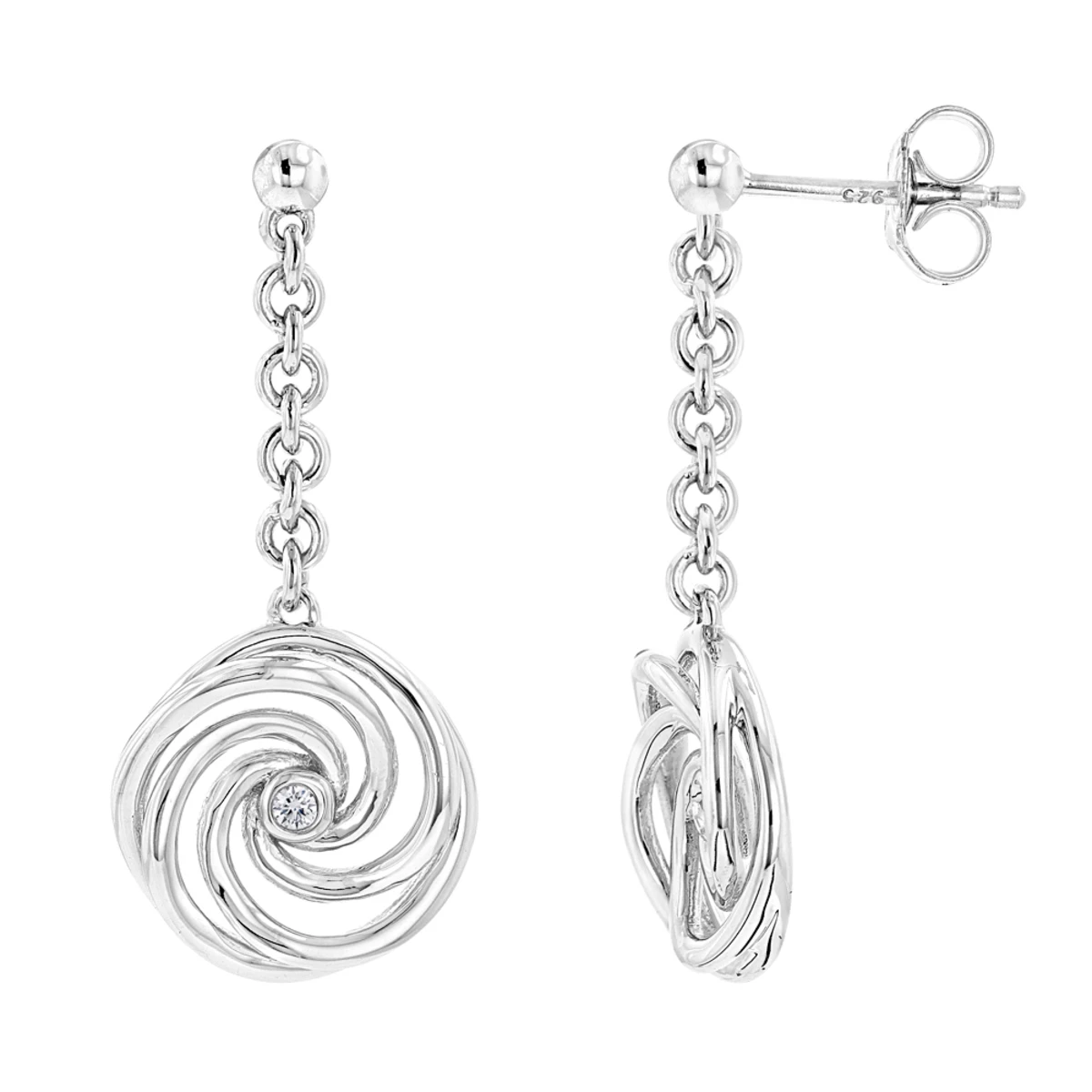 Luxurman Love Quotes Sterling Silver Swirl Diamond Drop Earrings Women's 3 Luxurman Love Quotes Sterling Silver Swirl Diamond Drop Earrings Women's