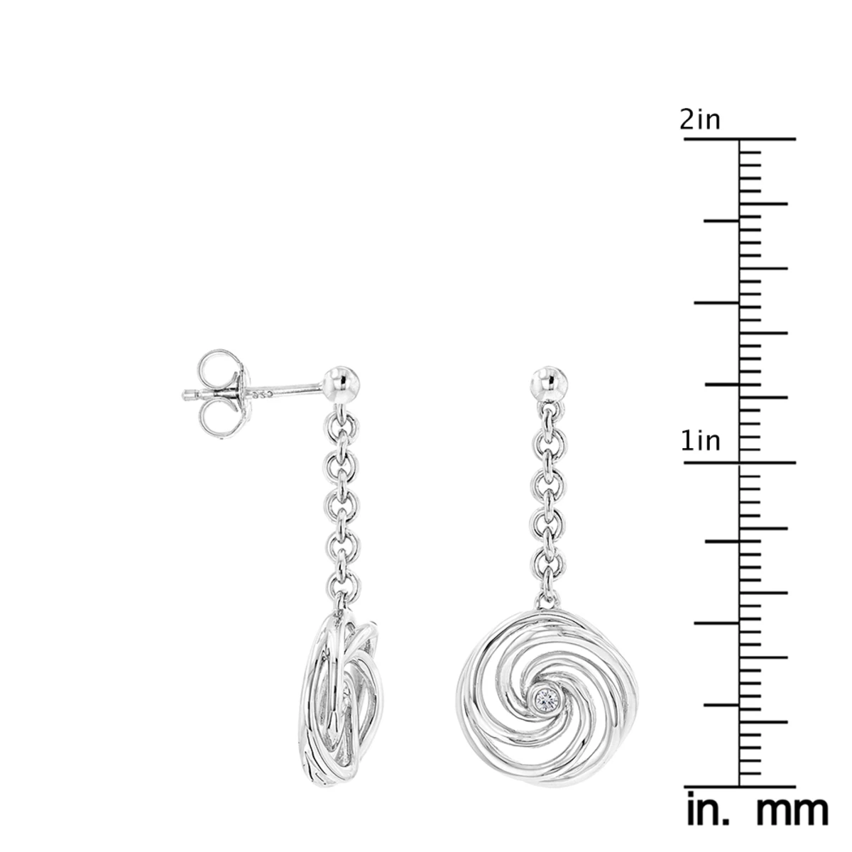 Luxurman Love Quotes Sterling Silver Swirl Diamond Drop Earrings Women's 6 Luxurman Love Quotes Sterling Silver Swirl Diamond Drop Earrings Women's - Image 4