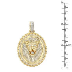 LUXURMAN Medallion 14K Yellow Gold Real Diamond Lions Head Pendant 1ct -H'Hen Sale Store luxurman medallion 14k gold real diamond lions head pendant 1ct rulerye