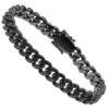 Luxurman Men's Black Diamond Cuban Link Bracelet In Sterling Silver 8mm Wide