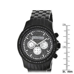 Luxurman Men's Black Diamond Watch 2.25ct -H'Hen Sale Store luxurman mens black diamond watch 225ct p 44421 ruler
