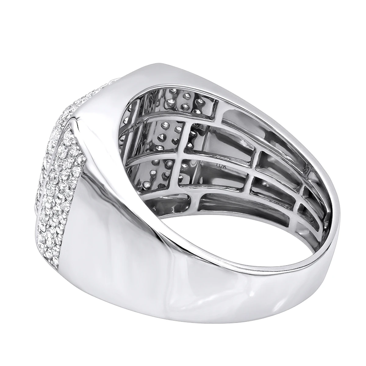 Luxurman Men's 10K White Gold Unique Diamond Wedding Band 1.5 Carat 6 Luxurman Men's 10K White Gold Unique Diamond Wedding Band 1.5 Carat - Image 4