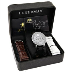 Luxurman Men's Diamond Watch 0.18 Ct -H'Hen Sale Store luxurman mens diamond watch 018 ct p 35212box