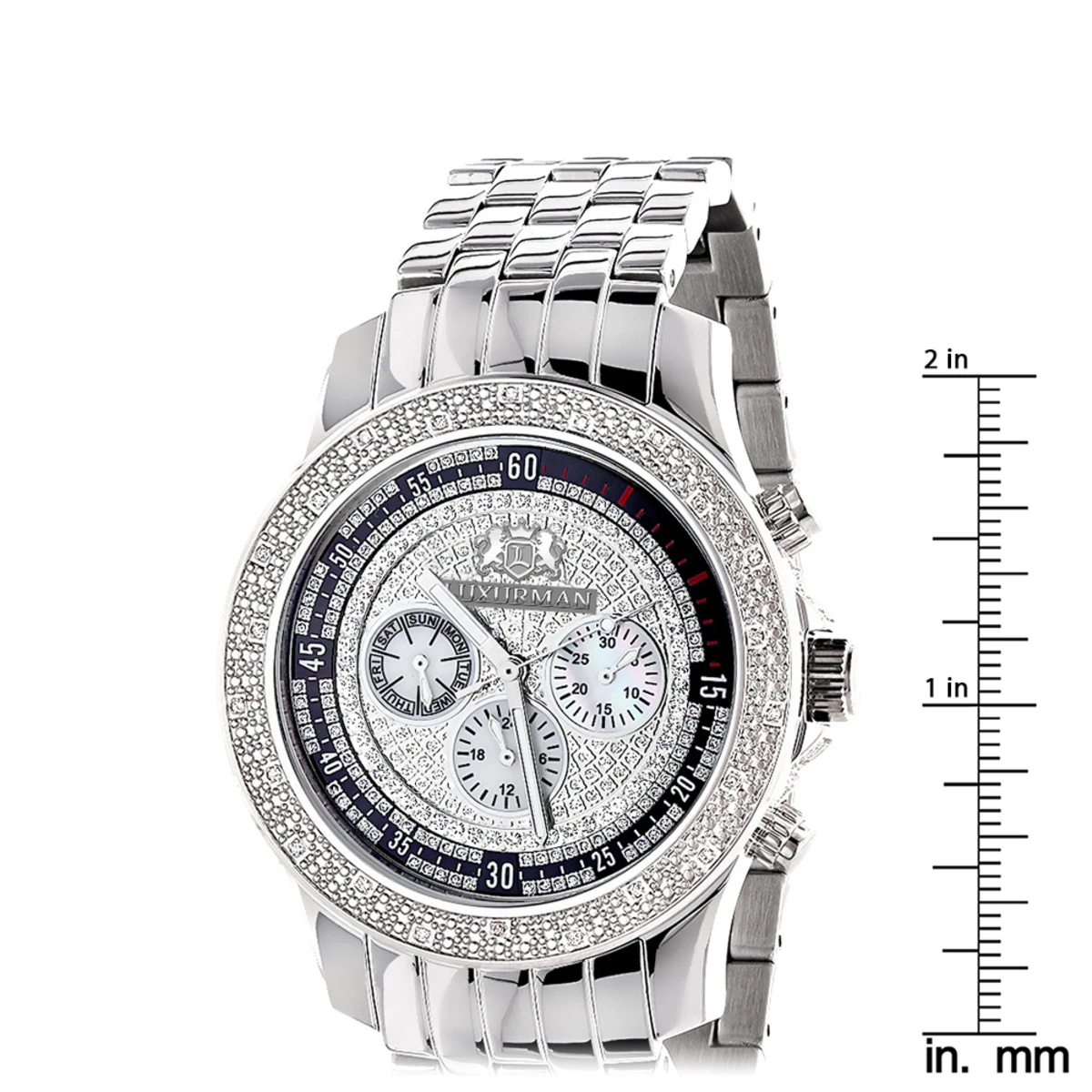 Luxurman Men's Paved Dial Diamond Bezel Watch 0.25ct 7 Luxurman Men's Paved Dial Diamond Bezel Watch 0.25ct - Image 5