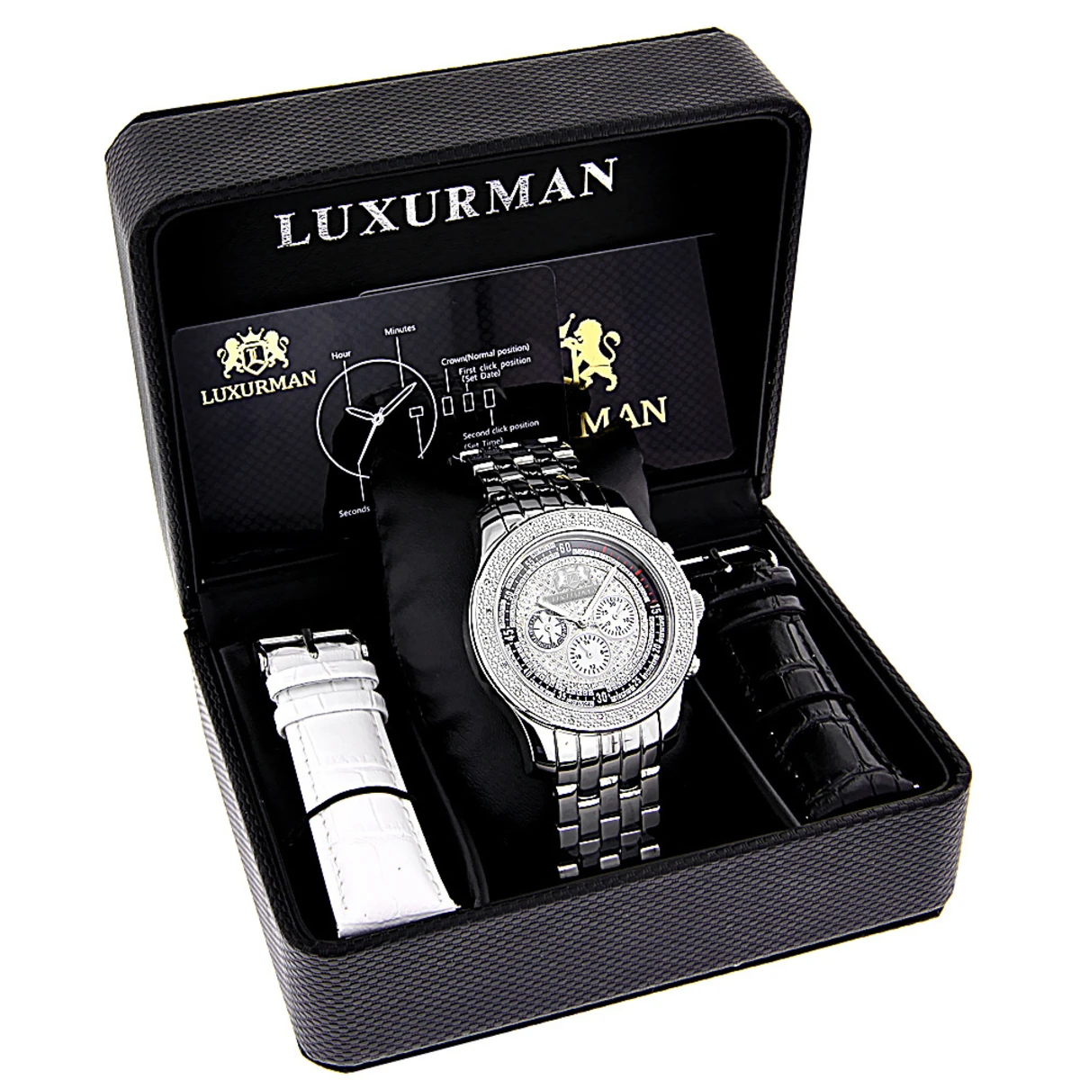 Luxurman Men's Paved Dial Diamond Bezel Watch 0.25ct 6 Luxurman Men's Paved Dial Diamond Bezel Watch 0.25ct - Image 4
