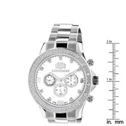 Luxurman Liberty Men's Diamond Watch 0.2ct White Gold Plated MOP Swiss Mvt -H'Hen Sale Store luxurman mens diamond watch 02ct white gold plated white mop liberty ruler
