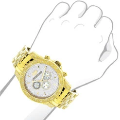Luxurman Men's Diamond Watch 0.5ct Yellow Gold Plated -H'Hen Sale Store luxurman mens diamond watch 050 ct yellow p 35222bod