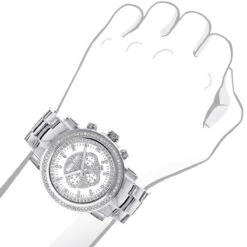 Oversized Luxurman Men's Diamond Watch 2.5ct Chronograph Gold Plated -H'Hen Sale Store luxurman mens diamond watch 25ct body white 20221011