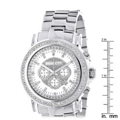 Oversized Luxurman Men's Diamond Watch 2.5ct Chronograph Gold Plated -H'Hen Sale Store luxurman mens diamond watch 25ct ruler white 20221011