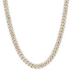 Luxurman Men's 10K Yellow Gold Miami Cuban Link Chain Necklace With Diamonds 23ct -H'Hen Sale Store luxurman mens necklaces 14k gold miami cuban link chain with diamonds 23ct mainye 1